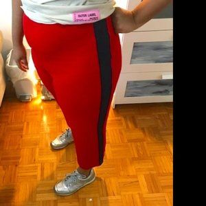 Cropped Ribbed Culottes in Red